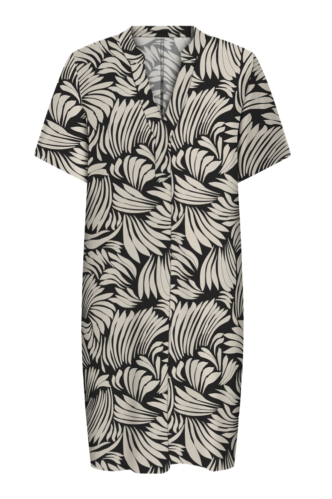 ONLSUSI LIFE SS V-NECK TUNIC DRESS 15357801 BLACK SWAY LEAVE